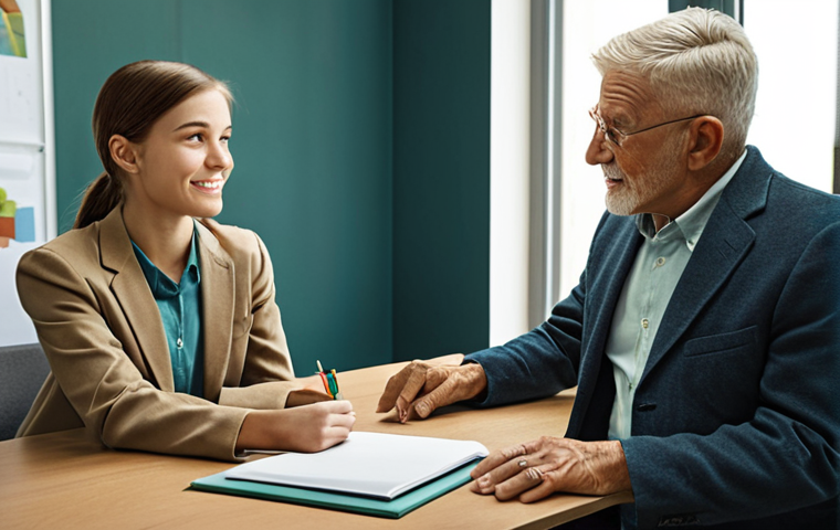 **Image:** A senior man mentoring a young professional in a modern office. Focus on the transfer of knowledge and experience, highlighting the older man's wisdom. Style: Warm, professional, and optimistic. Colors: Muted blues, greens, and earth tones.