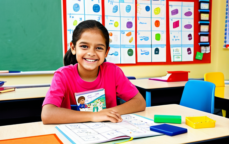 **

A bright and cheerful elementary school classroom scene. A young student, fully clothed in casual, age-appropriate attire, is happily organizing their colorful desk. The desk features a visually appealing schedule, possibly a mind map. The child is smiling, demonstrating focus and engagement. Books, art supplies, and a small timer are neatly arranged. Safe for work, appropriate content, family-friendly, perfect anatomy, correct proportions, natural pose, professional illustration.

**