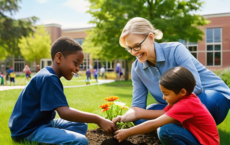 아동 리더십 훈련 - A confident young girl (around 9 years old) with a bright smile, standing at a small, child-friendly... 아동 리더십 훈련 - A confident young girl (around 9 years old) with a bright smile, standing at a small, child-friendly...