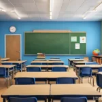 아동 컴퓨터 교육 - A vibrant, modern classroom filled with diverse elementary school children, aged 6-