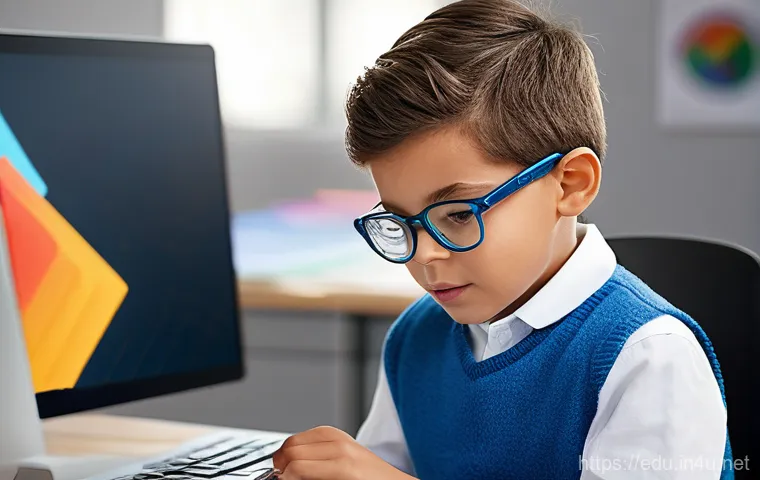 아동 컴퓨터 교육 - A vibrant, modern classroom filled with diverse elementary school children, aged 6-