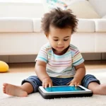 아동 교육용 앱 추천 - **Prompt 1: A Toddler's Interactive Learning Adventure**
"A cute, smiling toddler (around 2-3 ye...