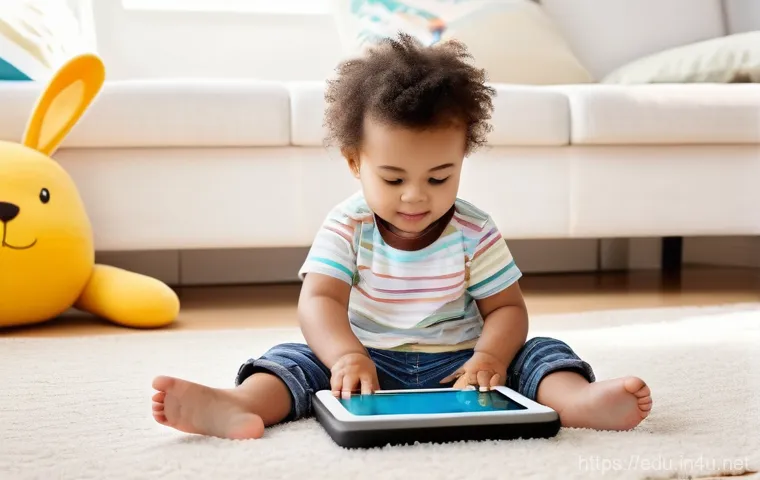 아동 교육용 앱 추천 - **Prompt 1: A Toddler's Interactive Learning Adventure**
"A cute, smiling toddler (around 2-3 ye...